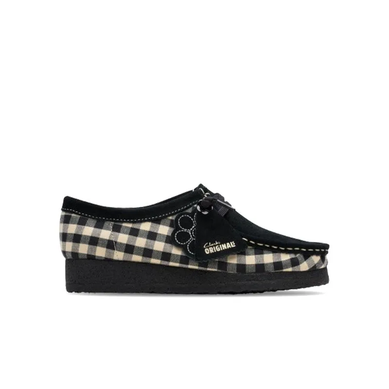 Clarks Women Wallabee Black White Gingham 26180672 Storm Proof