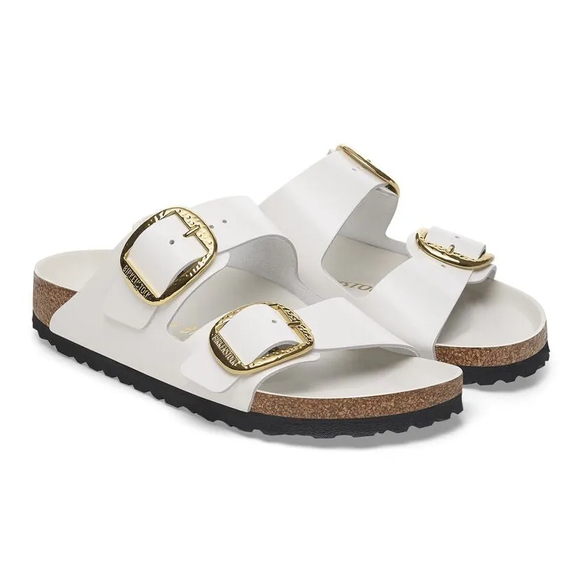 Arizona Hammered Big Buckle | High-Shine Patent Leather | Antique White City Walk Neutral Tones