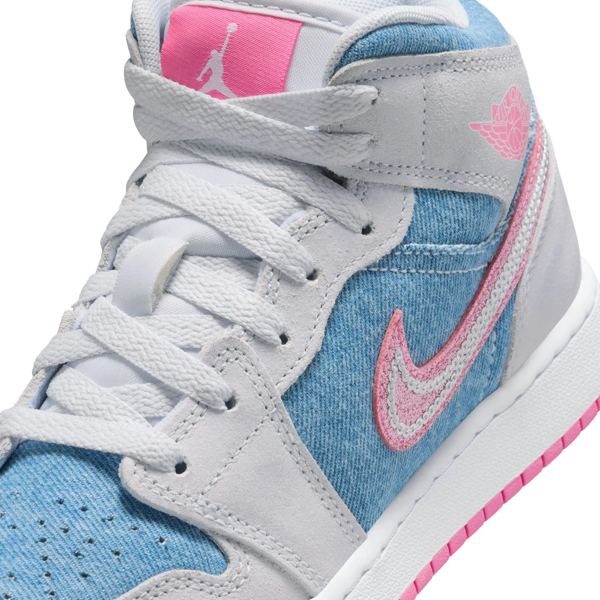 Campus Cool Air Jordan 1 Mid SE Big Kids Cobalt Bliss/pink Glow-white HQ1999-400