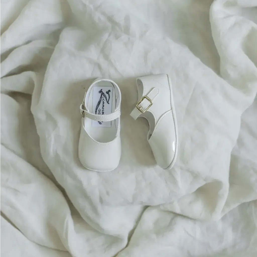 Soft Soled Mary Jane - Ivory Patent Durable Build Trail Running