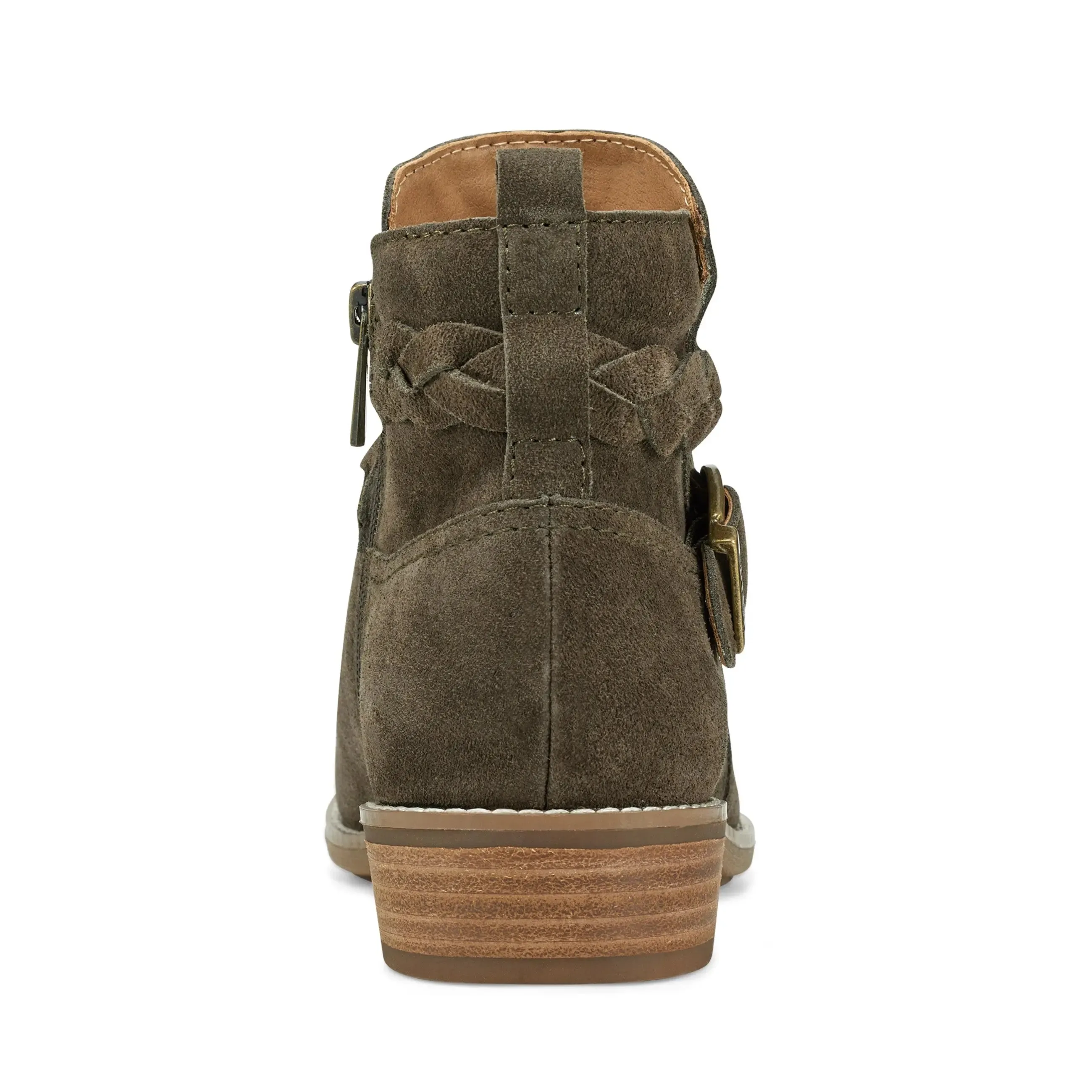 Trendsetting Style Comfort Step Nicole Round Toe Stacked Heel Casual Booties