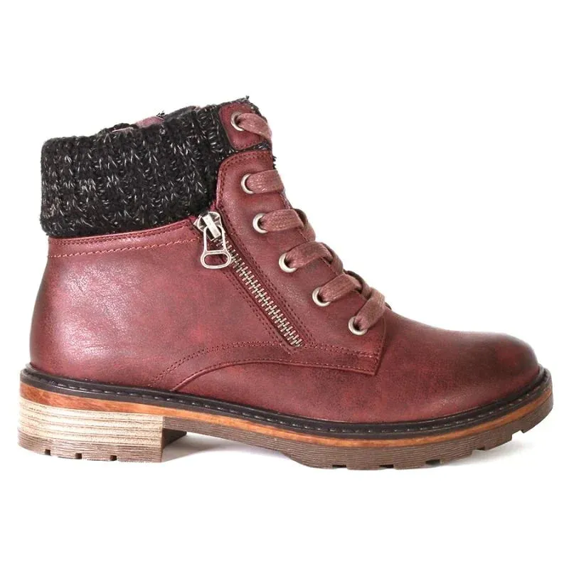 Women's Wanderlust Amy Waterproof Boot - Burgandy Comfort Insoles Minimal Silhouette