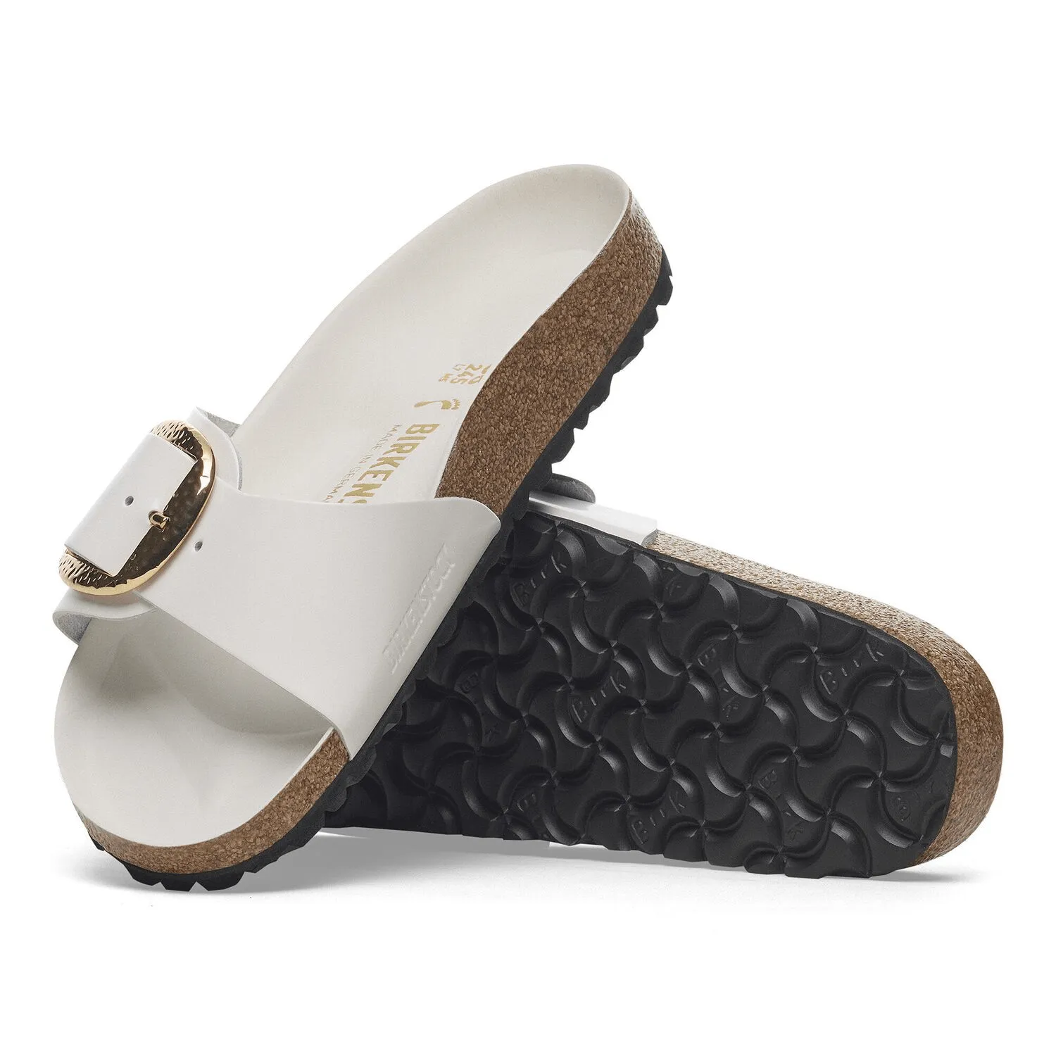 Adventure Fit Easy Style Madrid Hammered Big Buckle | High-Shine Patent Leather | Antique White