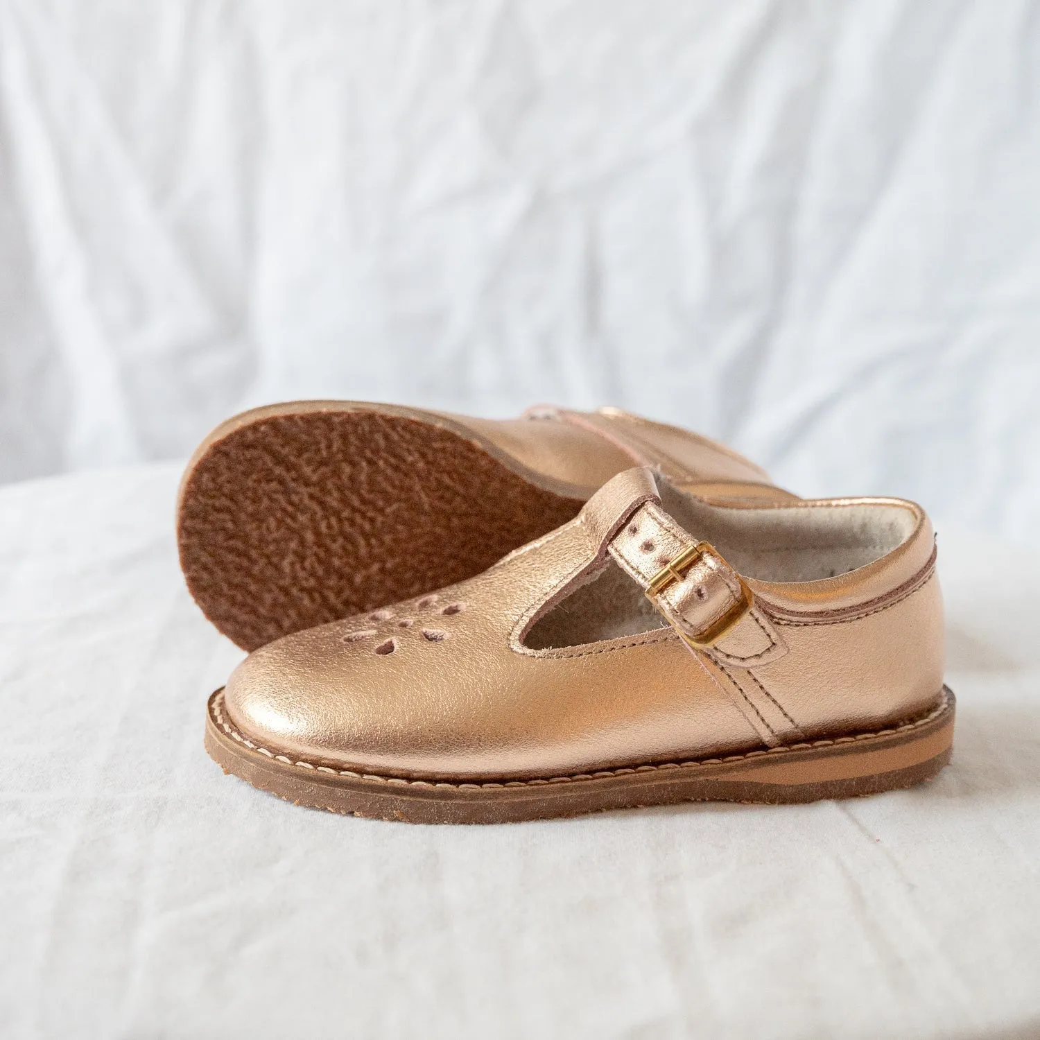 Elastic laces Stretchable Material Flora T-Strap - Copper