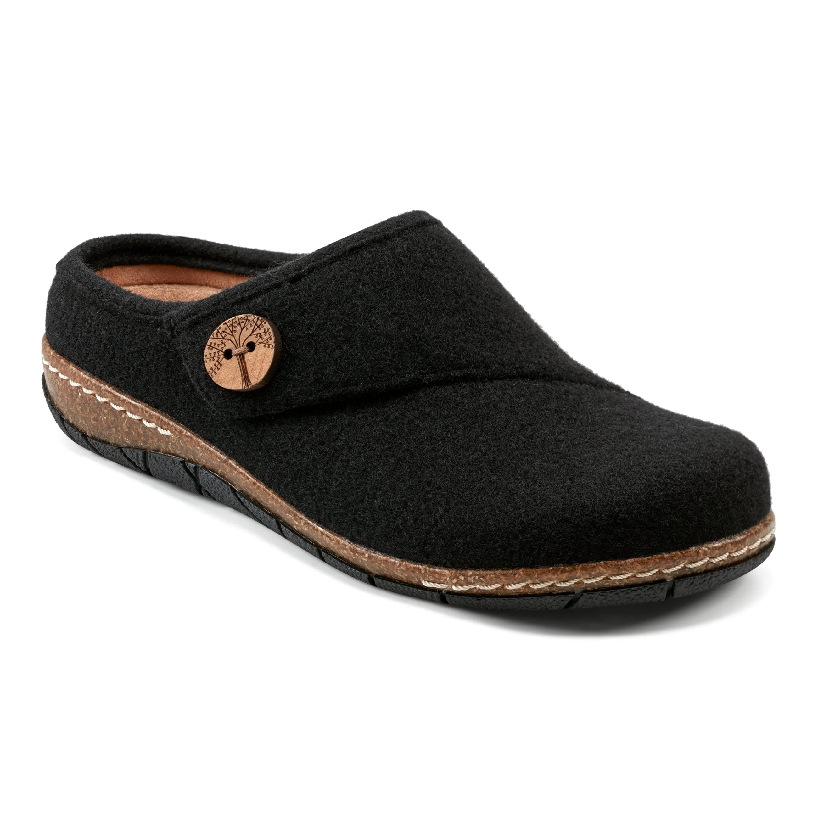 Ezra Round Toe Casual Slip-on Flat Clogs Durable Fit Wide Steps