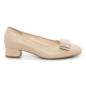 Professional Wear Stylish Layers Garnet Women's Bow Block Heel Pump 35mm - Sand