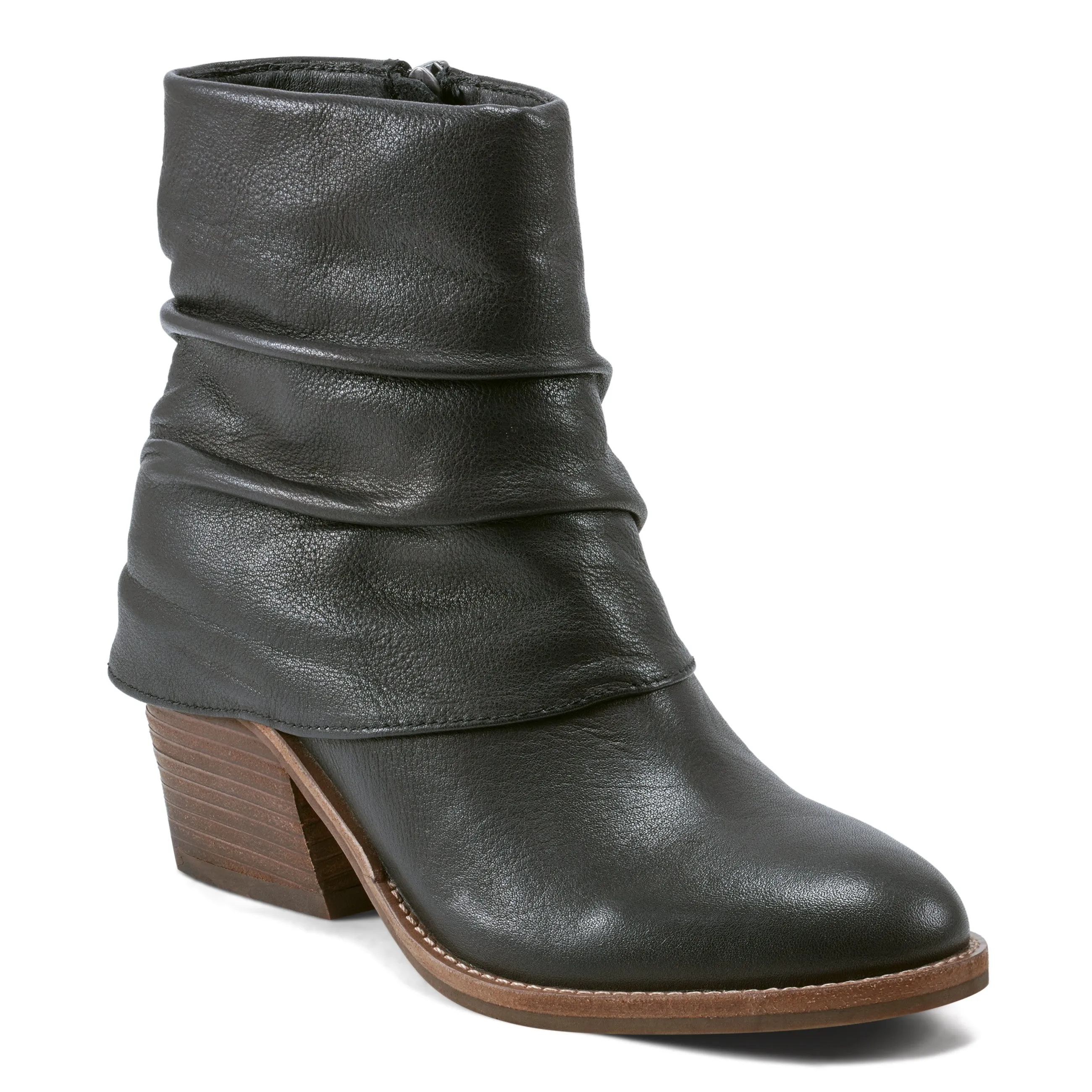 Long distance Savvy Block Heel Ruched Casual Booties