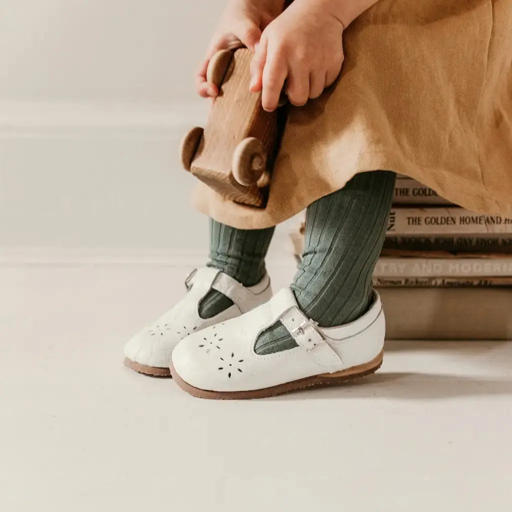 Flora T-Strap - Ivory Pebble Classic kids' shoes Polka - dotted kids' items