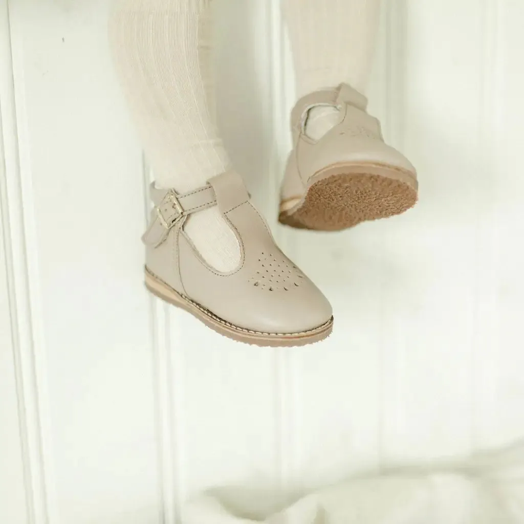 Stretch Fabric Weekend Trip Greta T-Strap - Truffle