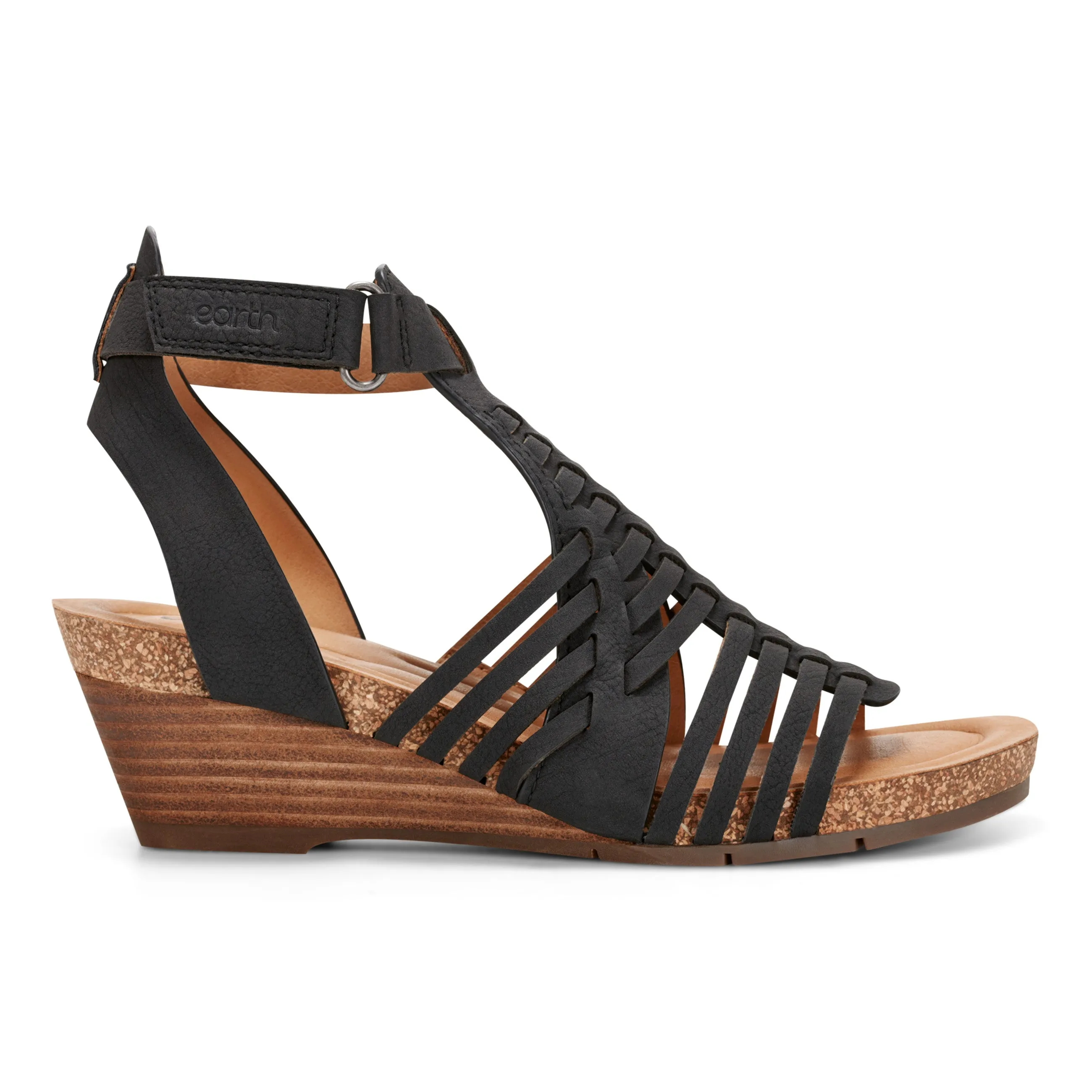 Hattie Round Toe Strappy Wedge Sandals Standout Look Wander Wear