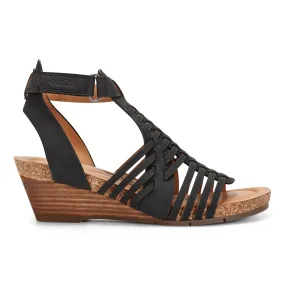 Hattie Round Toe Strappy Wedge Sandals Standout Look Wander Wear