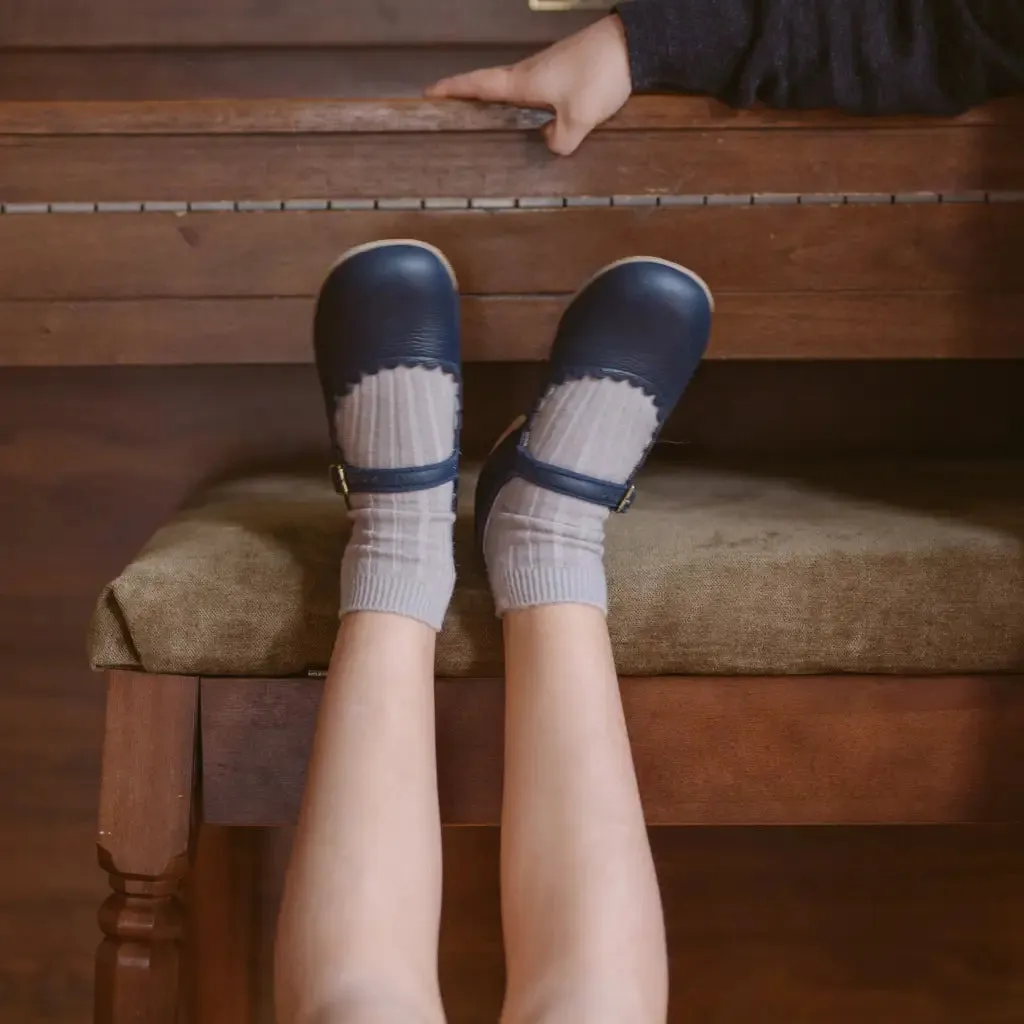 Scalloped Mary Jane - Navy Ice Grip