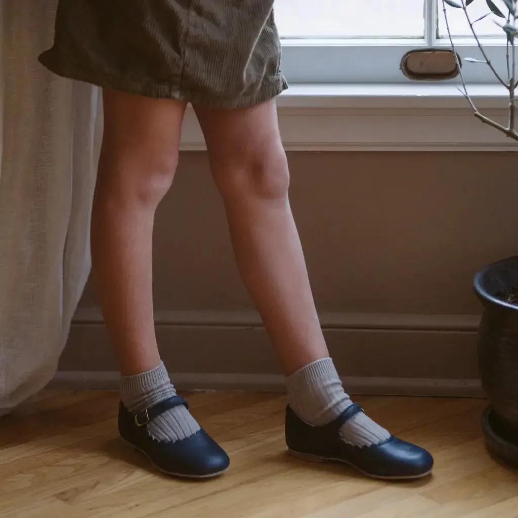 Scalloped Mary Jane - Navy Cotton Base