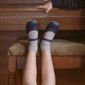 Scalloped Mary Jane - Navy Ice Grip