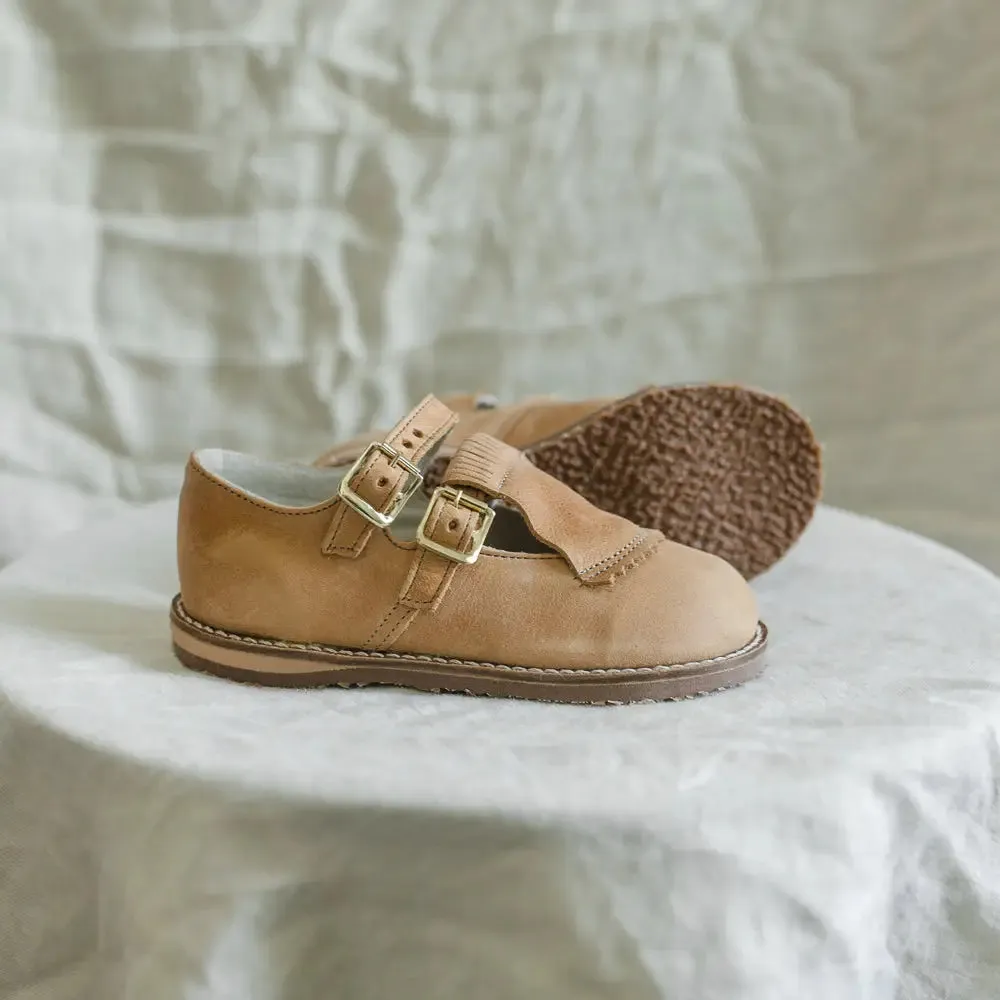 Kiltie T-Strap - Tan Grab Now