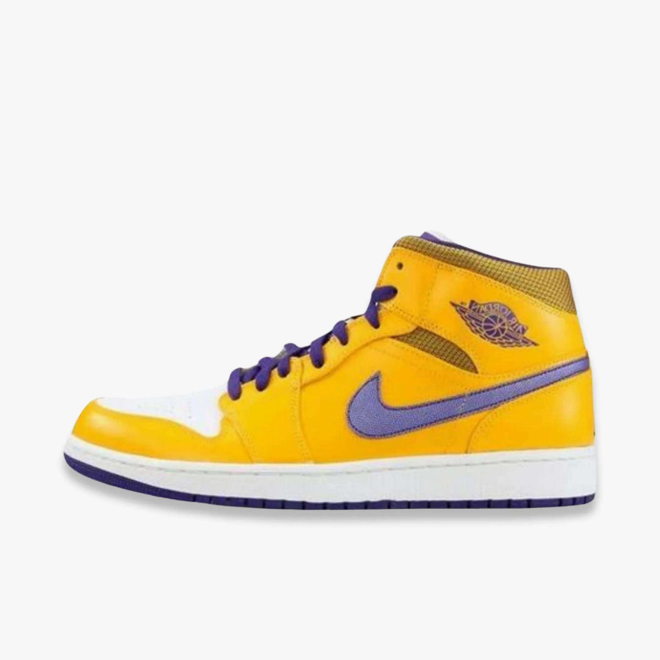 (Men's) Air Jordan 1 Mid 'Los Angeles Lakers' (2013) 554724-708 Anti Slip Tread Pattern
