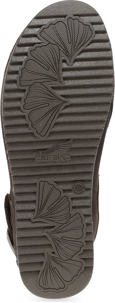 Merrin Chocolate Burnished Suede Pose Time