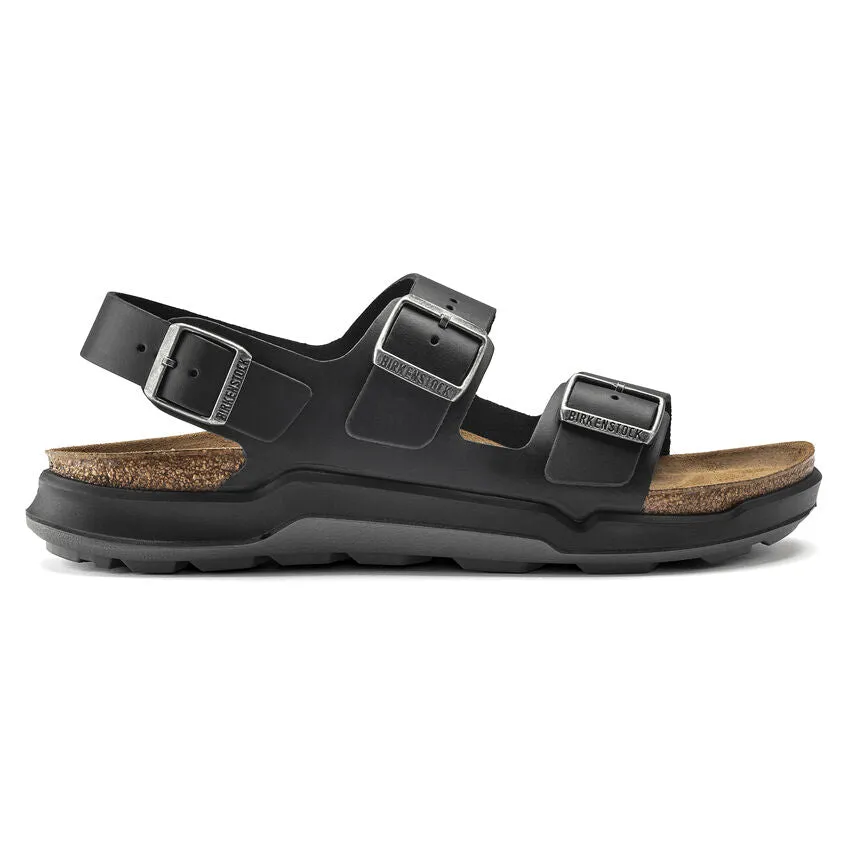 Milano Rugged | Oiled Leather | Black Adjustable Fit Slides