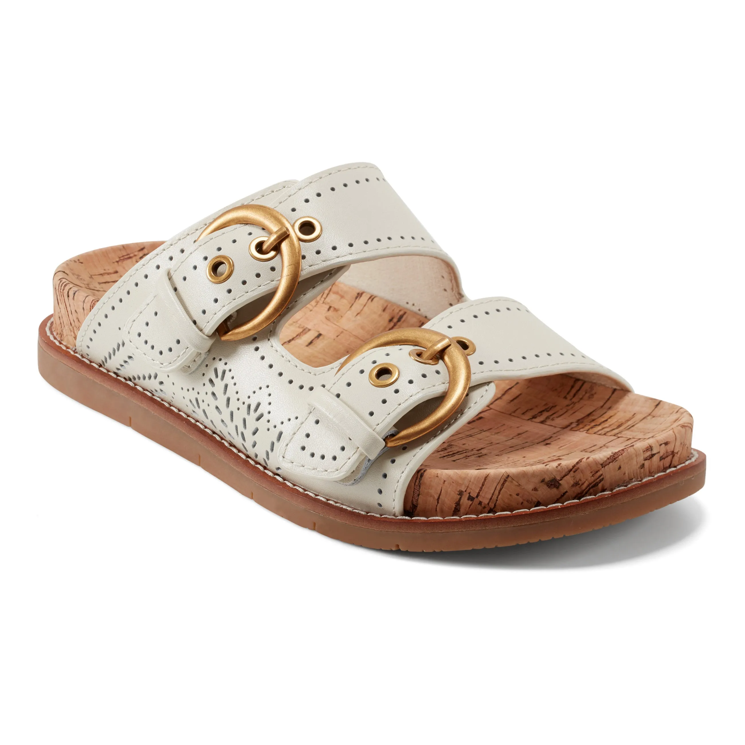 Francii Round Toe Casual Slip-on Flat Sandals Comfy Vacation Sandals Relaxed Beach Shoes