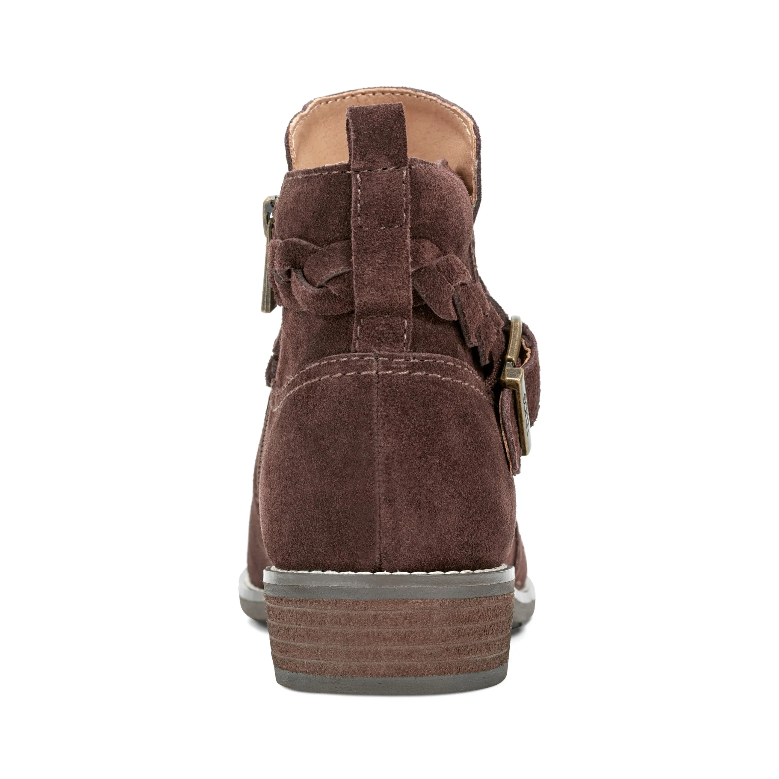 Nicole Round Toe Stacked Heel Casual Booties Subtle Lines Factory Worker