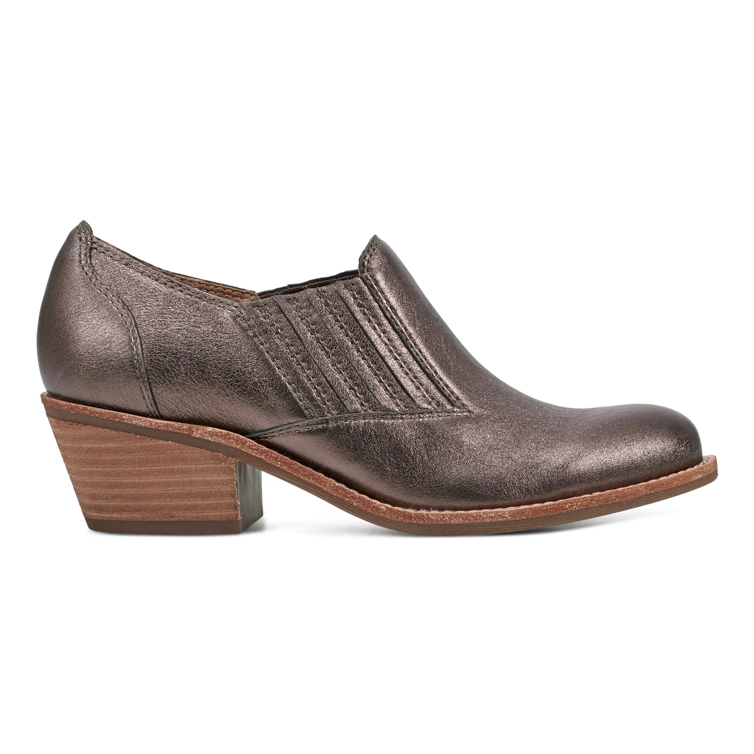 Jalin Block Heel Slip-on Casual Booties Breath Flow