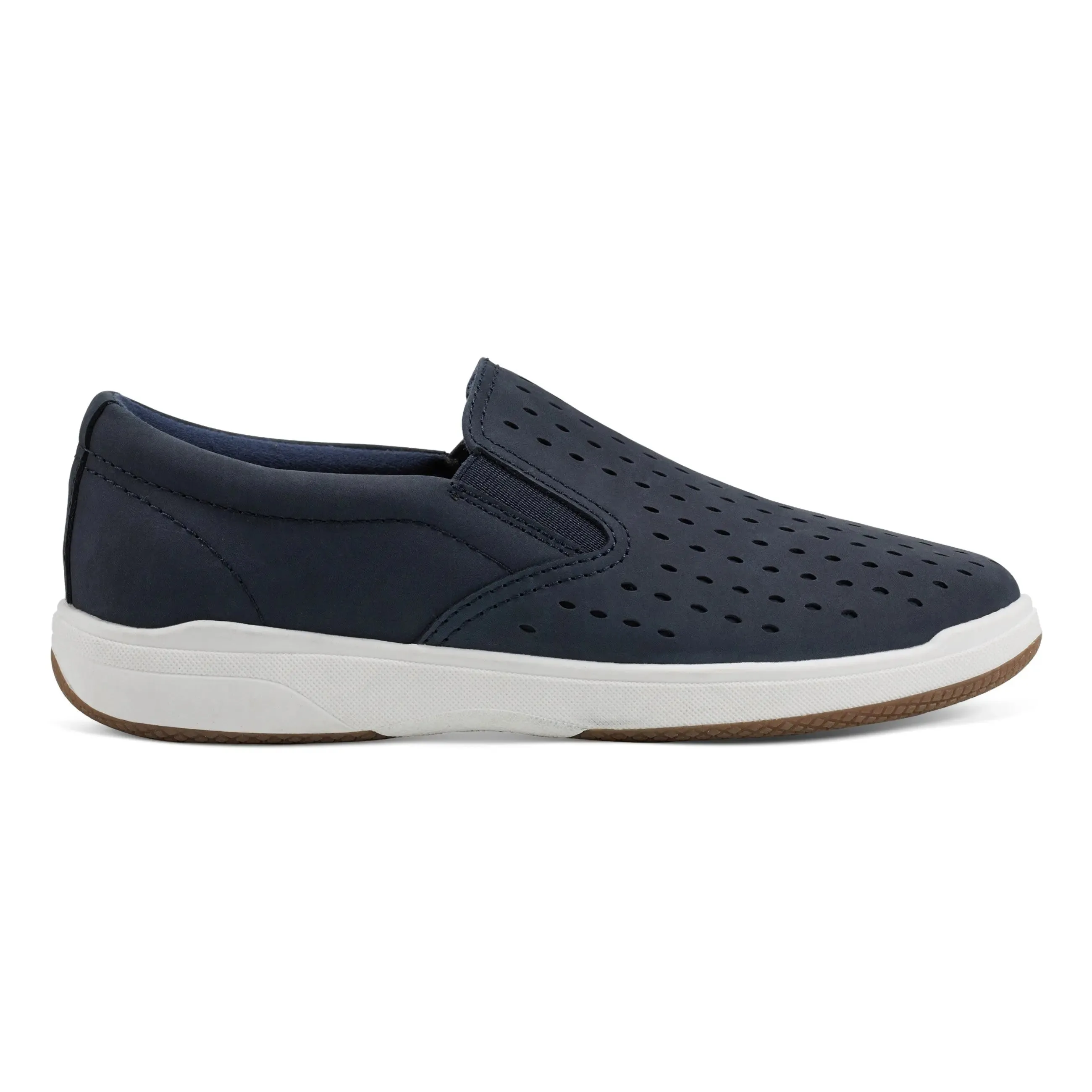 Nel Laser Cut Round Toe Casual Slip-on Sneakers Clean Step Easy on