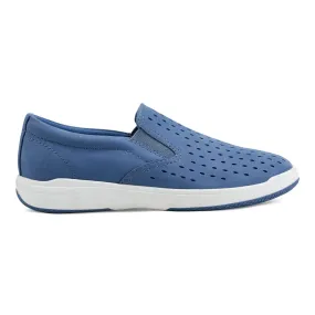 Stylish Leather Shoes Nel Laser Cut Round Toe Casual Slip-on Sneakers