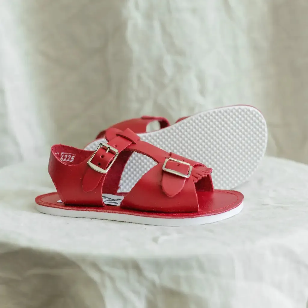 Stevie Sandal - Red Easy Days Footbed Design