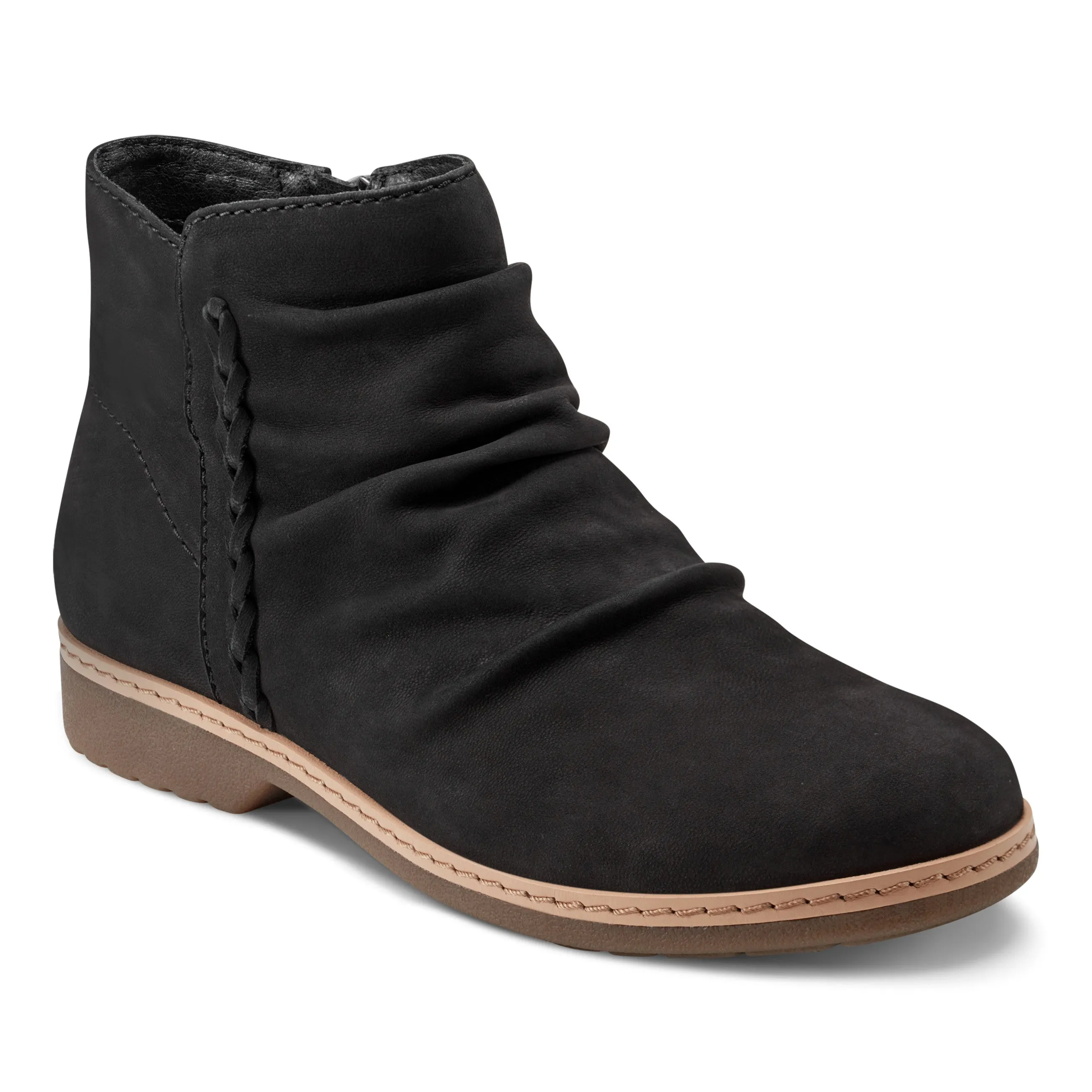 Hilaree Water Repellent Round Toe Ruched Casual Booties All Fit