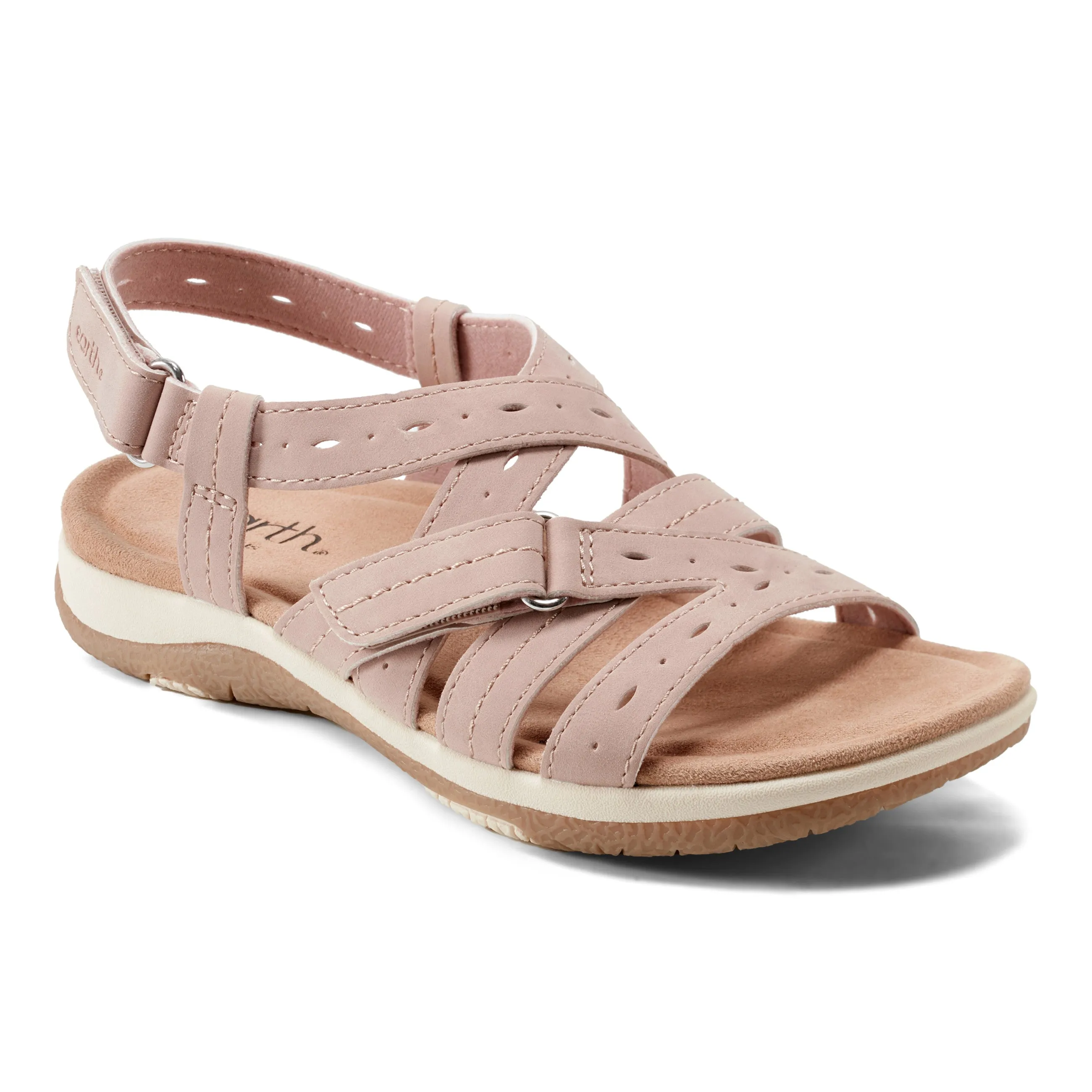 Samsin Round Toe Strappy Casual Flat Sandals Comfortable Slip-Ons Flexible Beach Shoes