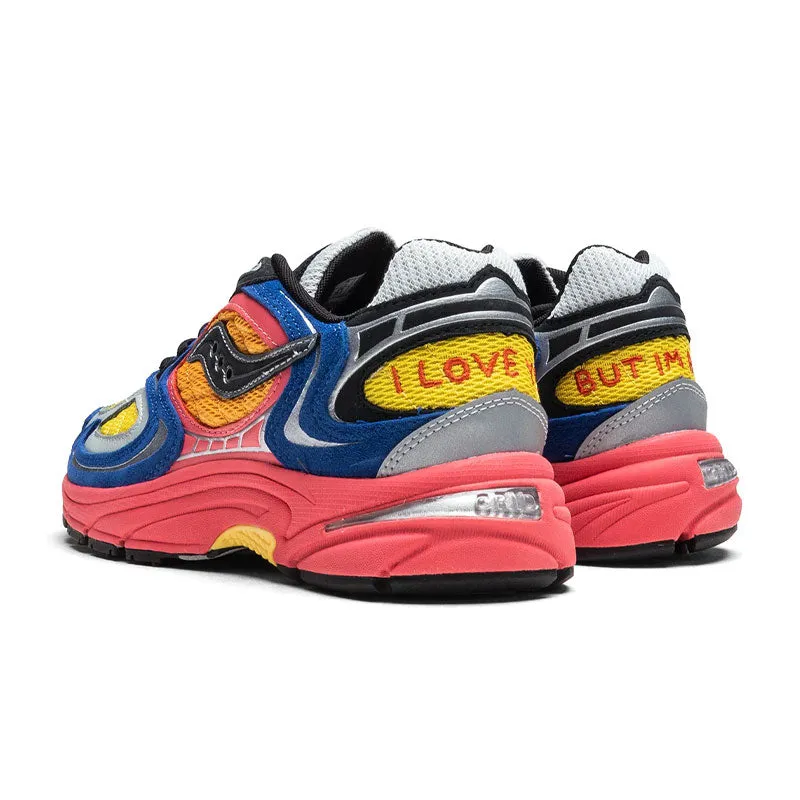 Saucony Grid Jazz 9 Jae Tips I Love You But Im Busy Blue/Orange/Yellow/Pink S70864-3 Queen Fit Comfort Step