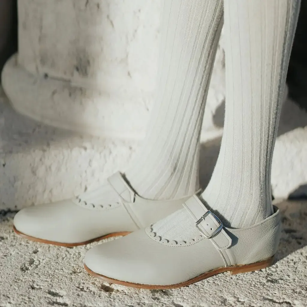 material Scalloped Mary Jane - Dove Grey