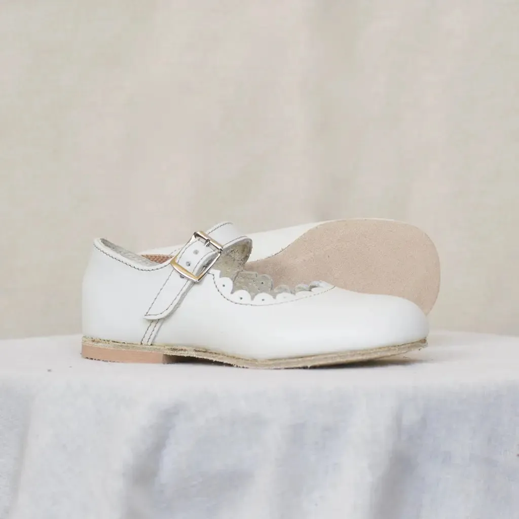 Comfort Flex Comfortable Insole Scalloped Mary Jane - Pearl