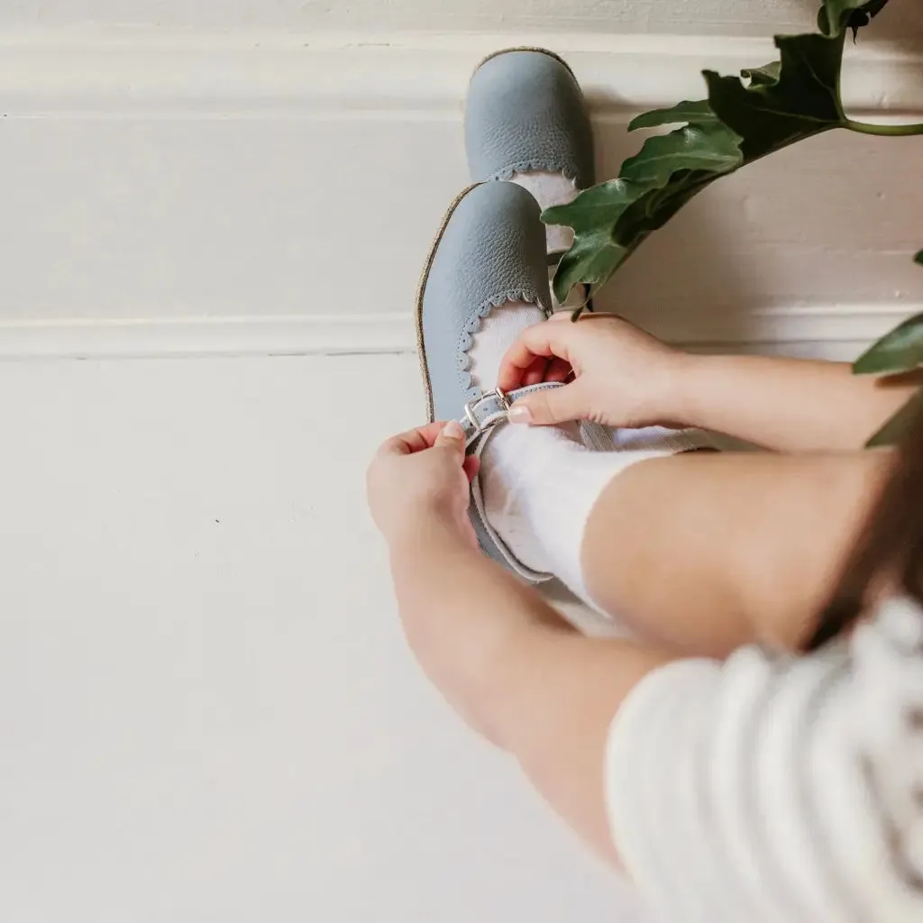 Carry Easy Eco Friendly Office Workers Scalloped Mary Jane - Pale Blue