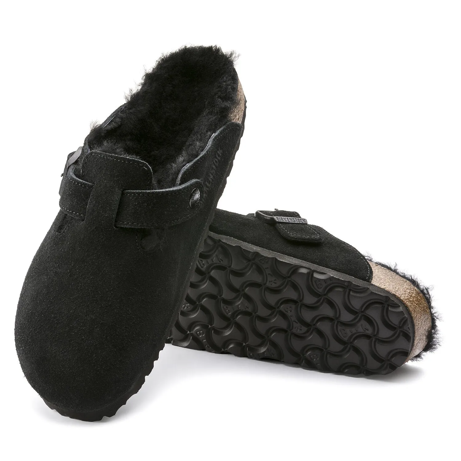 Winter Protection Open Toe Boston Shearling | Suede | Black