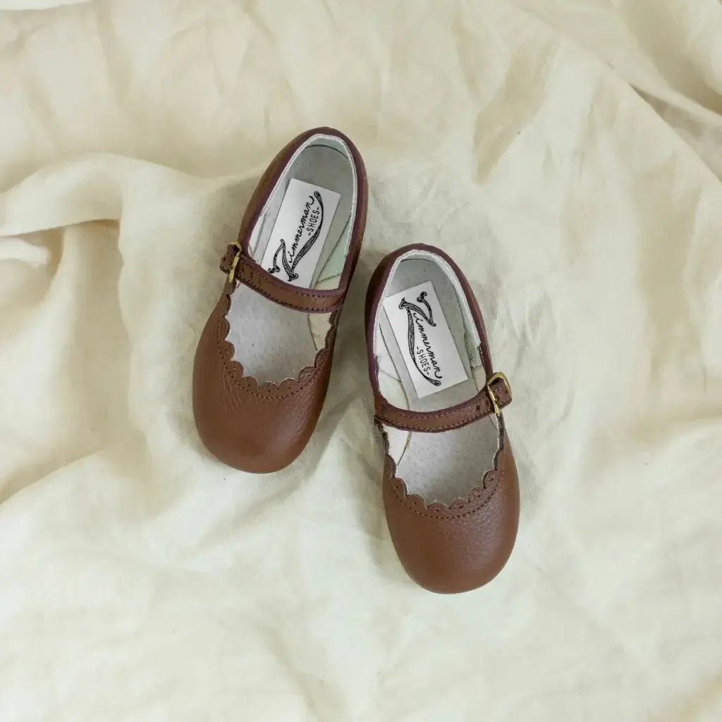 Scalloped Mary Jane - Dark Brown Campus Cool Fur Trim