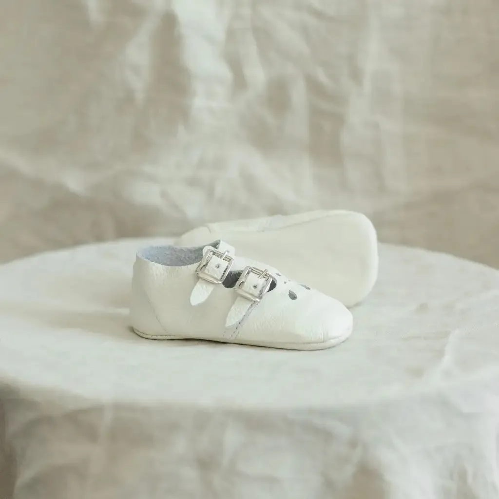 Easy - to - wear kids' fashion Breathable materials for kids Soft Soled Double T-Strap - Ivory