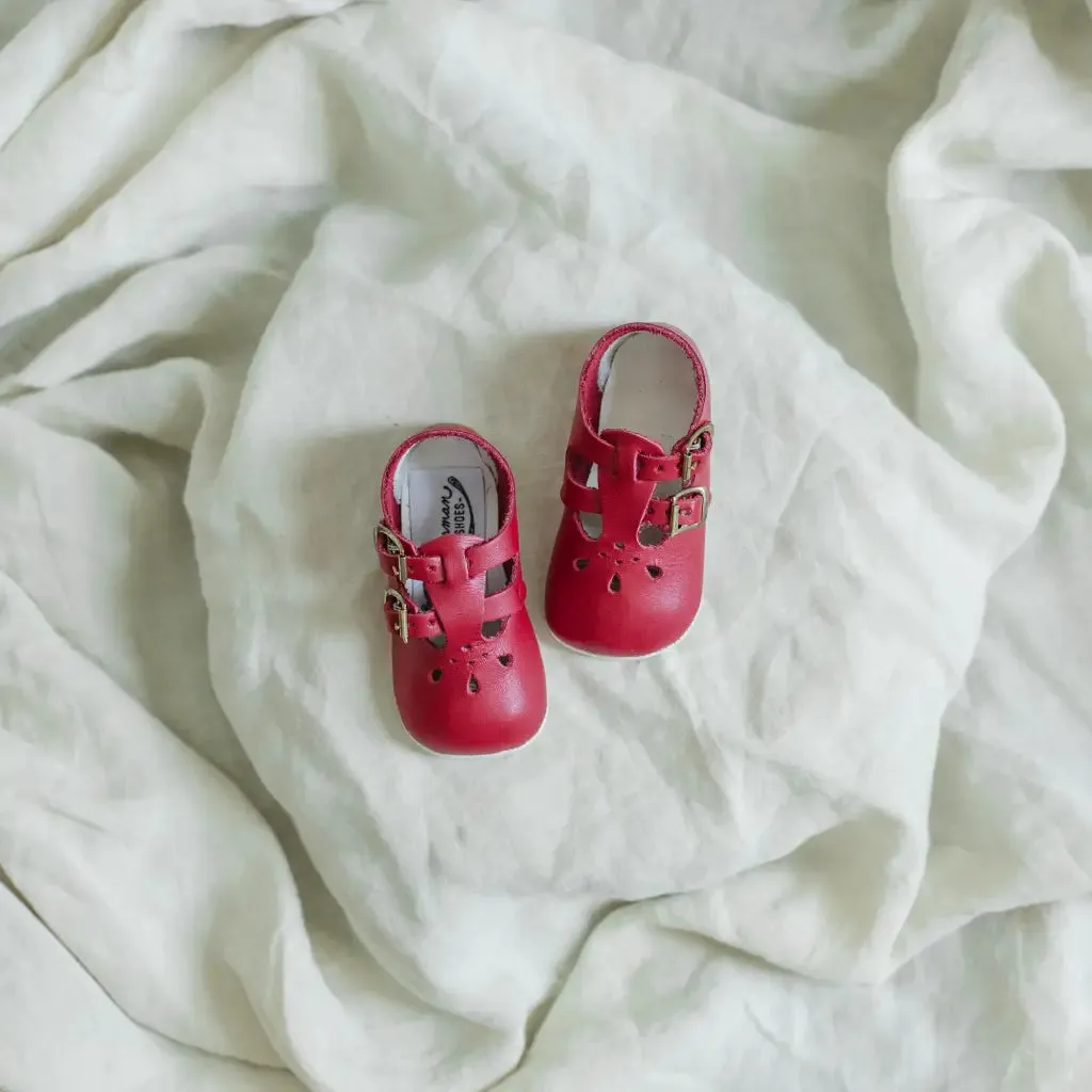 Soft Soled Double T-Strap - Red Summer kids' fashion
