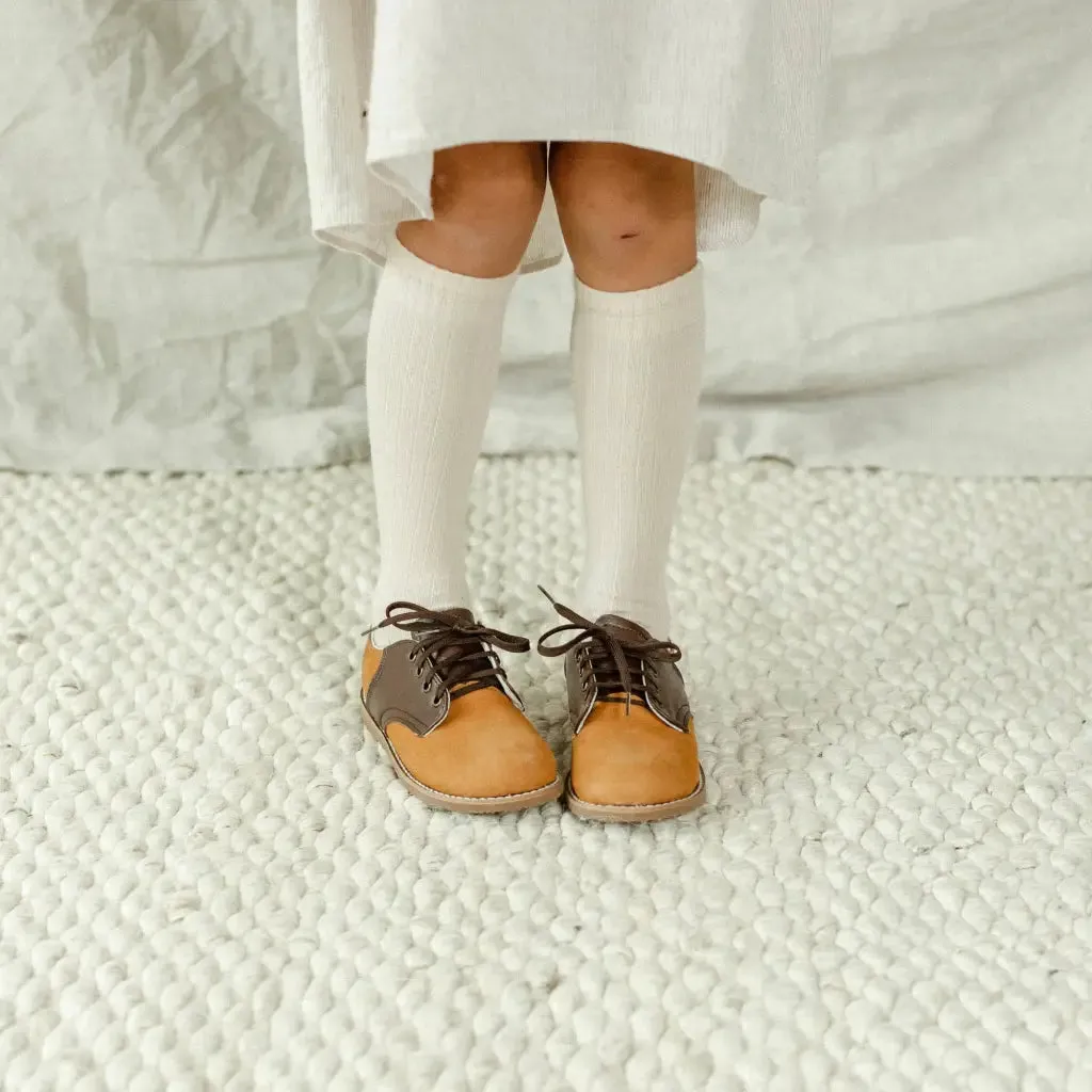 Tennis - oriented kids' shoes Albert Saddle - Acorn/Brown