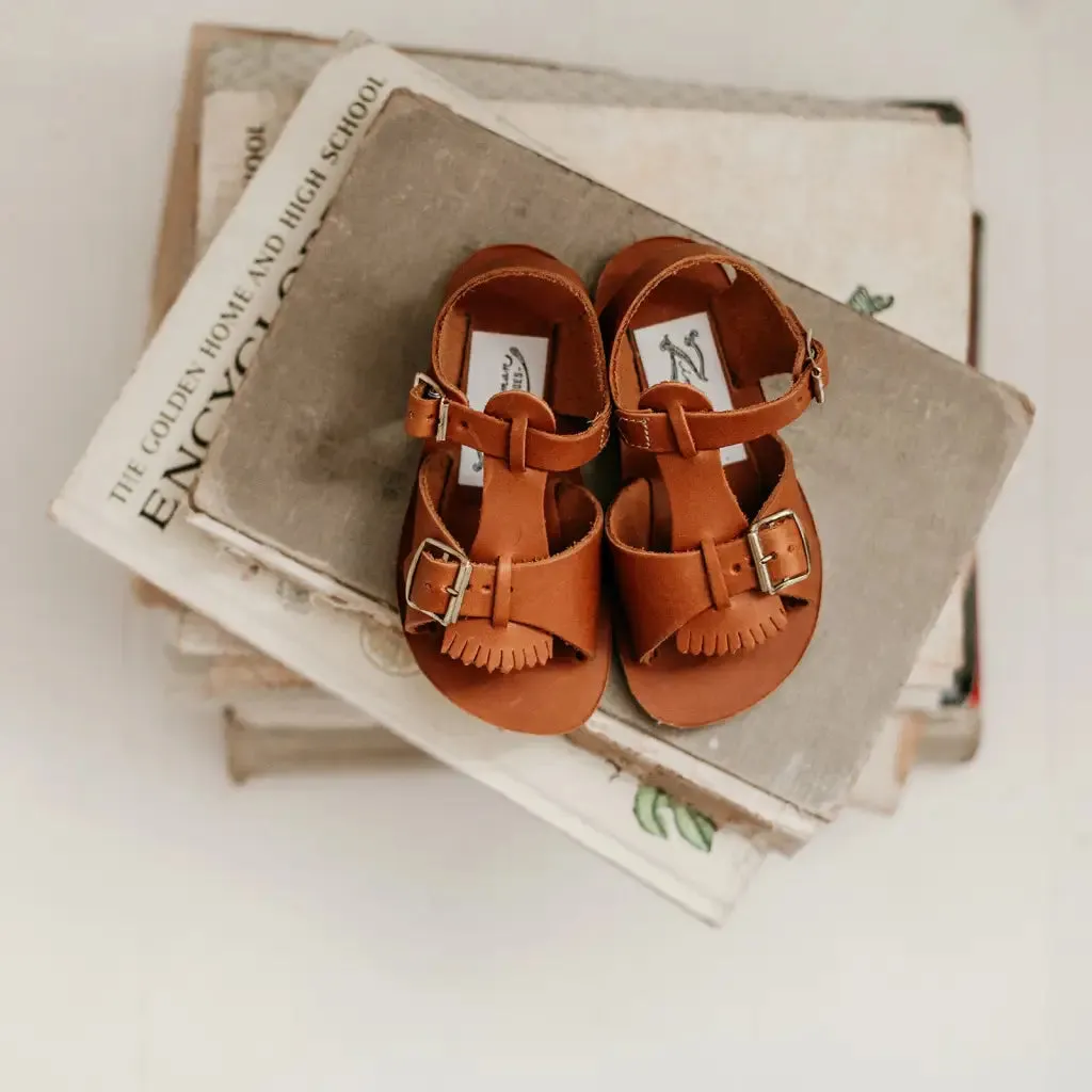 Stevie Sandal - Warm Brown Light Travel Flats Sandy Path