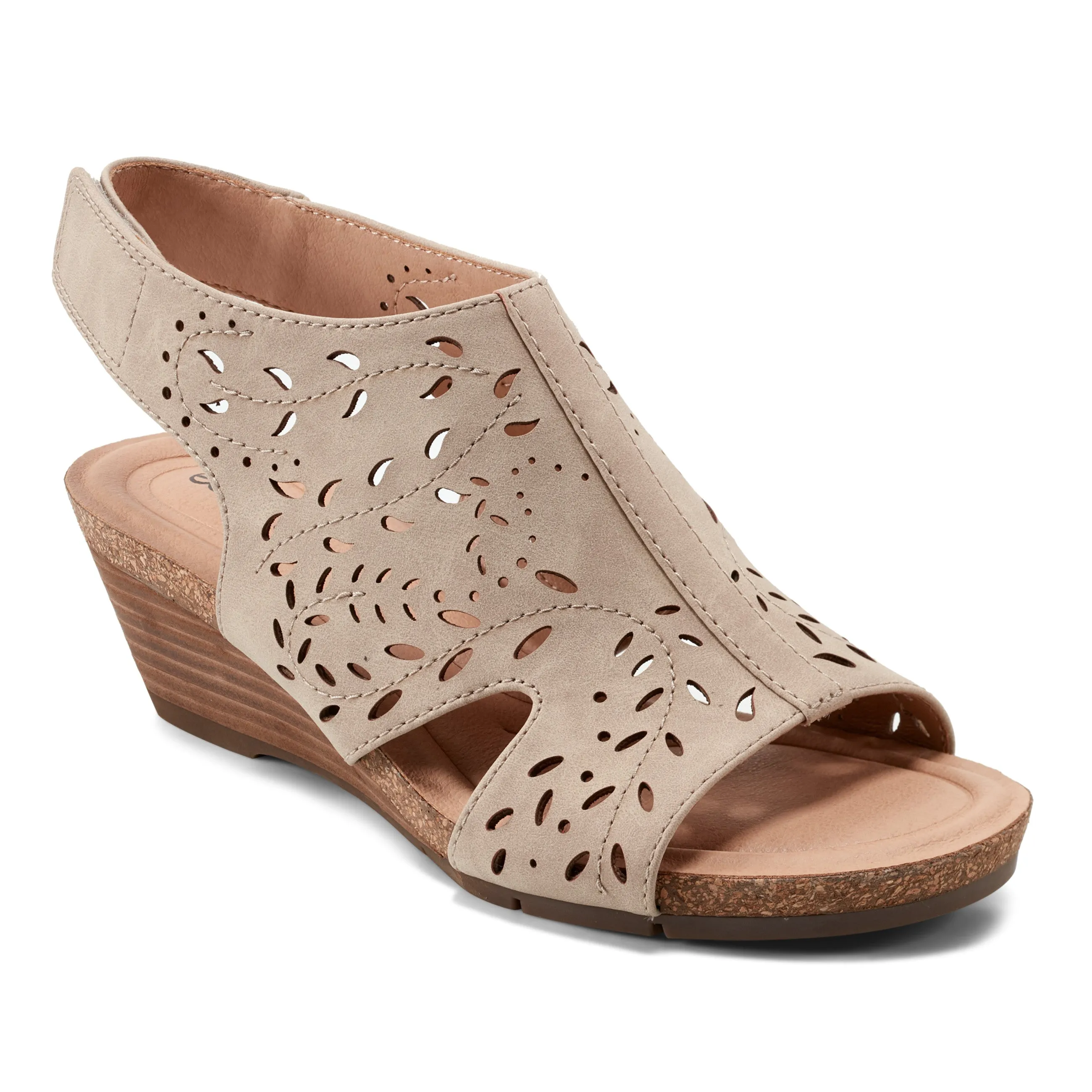 Soft Support Casual Footwear Halin Round Toe Casual Slingback Wedge Sandals