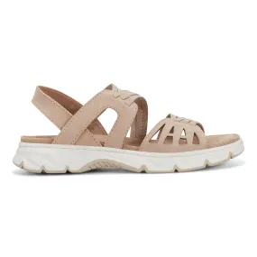 Stretchable Material Canvas Upper Vernon Strappy Slingback Casual Flat Sandals