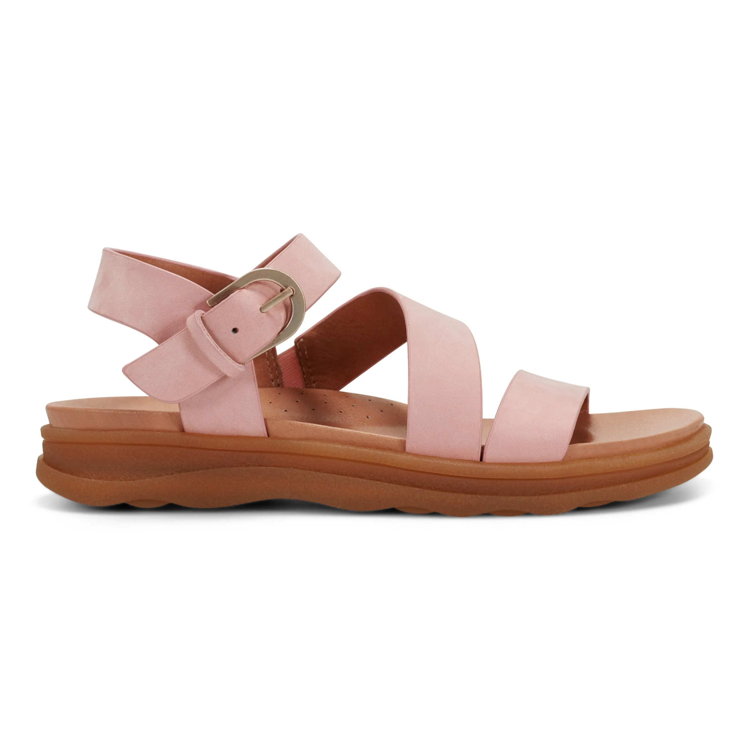 Travel Days Cushioned Straps Lainey Casual Strappy Round Toe Flat Sandals