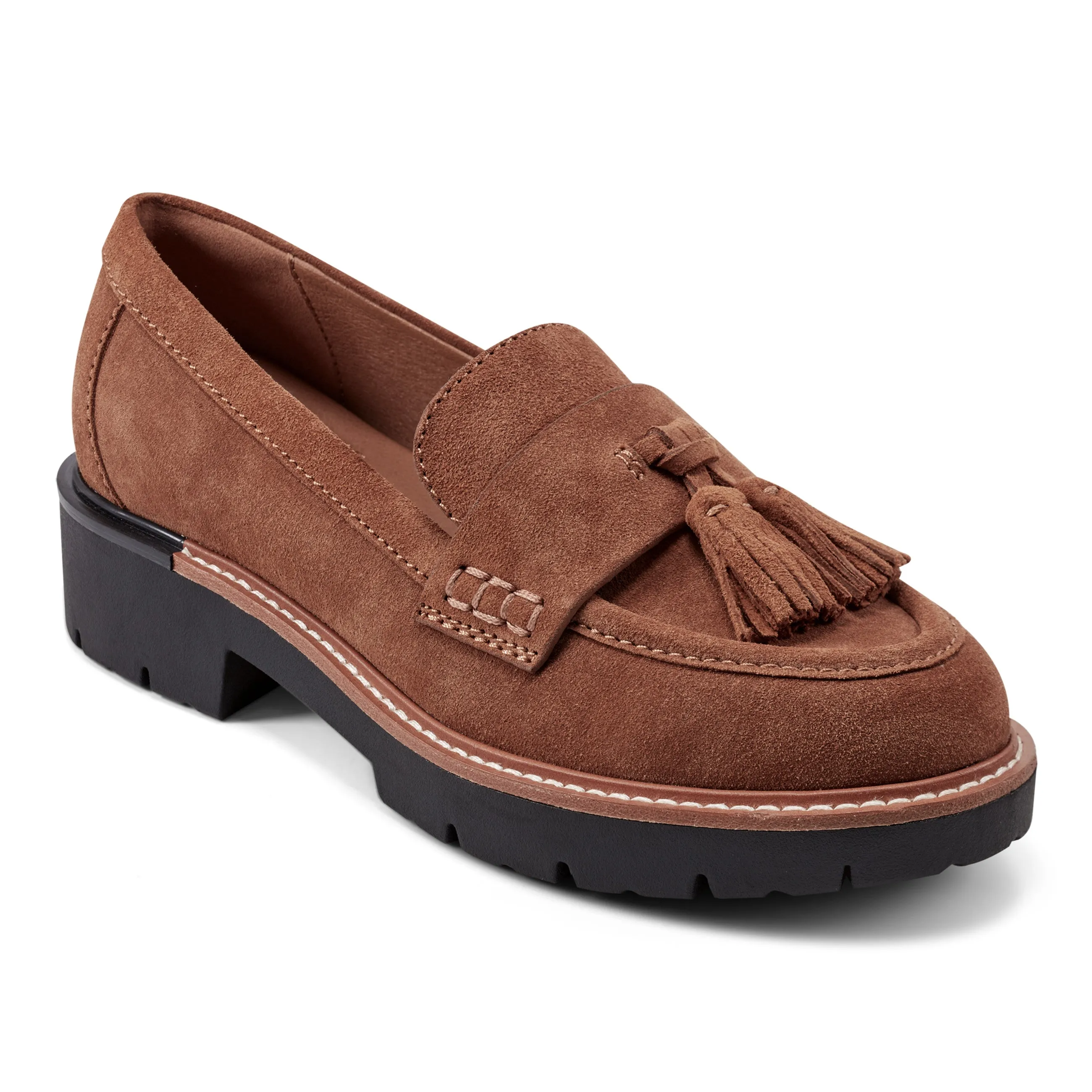 Zimm Round Toe Lug Sole Casual Slip-on Loafers Elastic Gusset